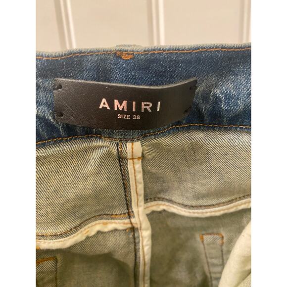 Amiri Scarves Art Patch Skinny Distressed Denim Jeans Size 38 x 31 - Picture 7 of 10